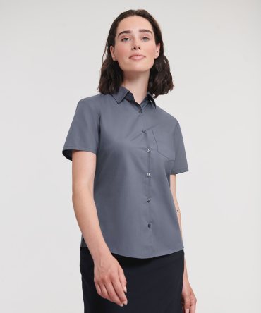 Womens short sleeve poplin shirt