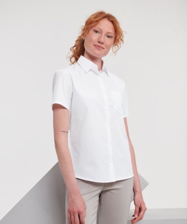 Womens short sleeve poplin shirt